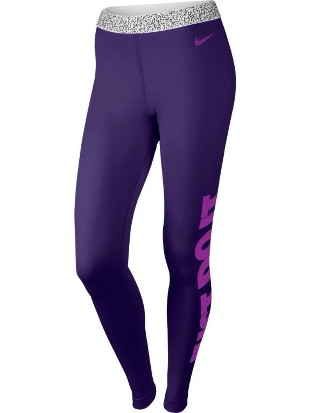 Nike Purple Leggings with Pink Swoosh and Side Lettering